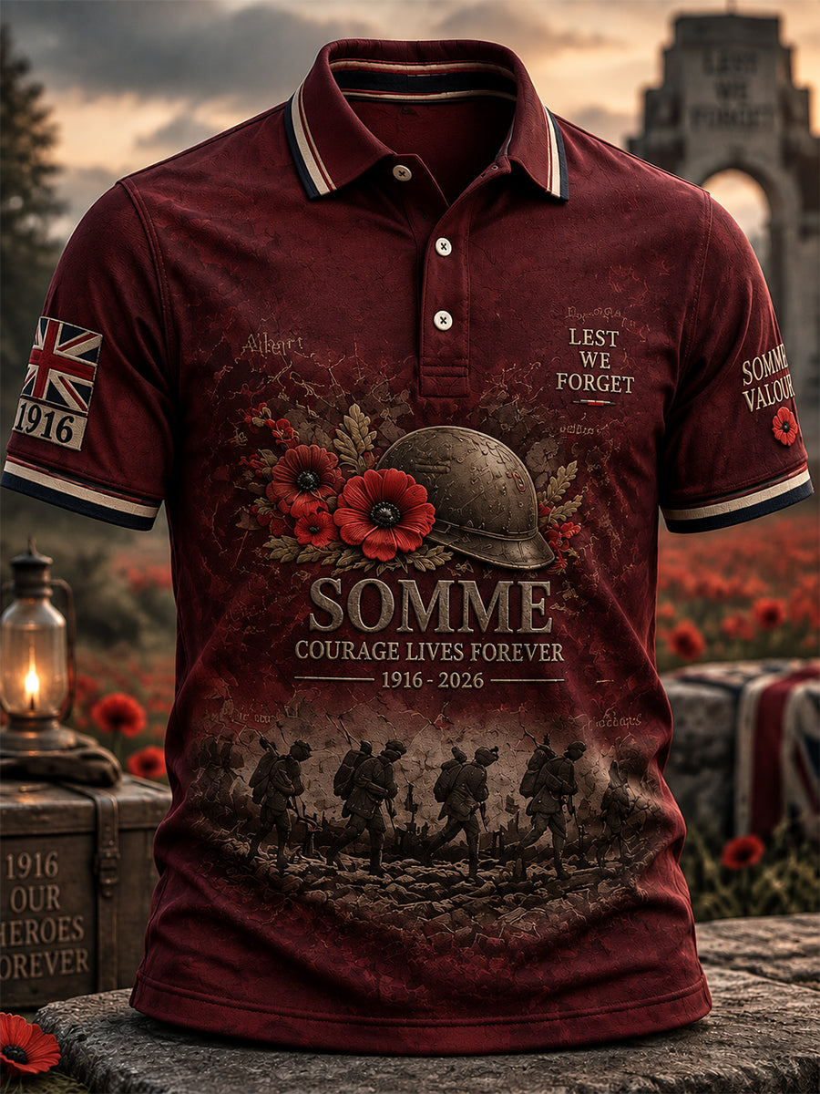Men's Remembrance Day THE SOMME 110 YEARS Print Polo Shirt