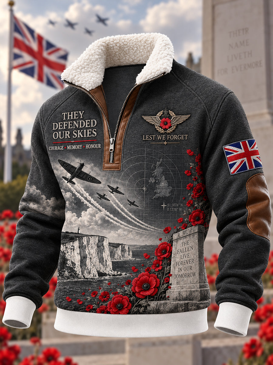 Men's British Veteran Commemorative Fleece-Lined Stand-Collar Sweatshirt