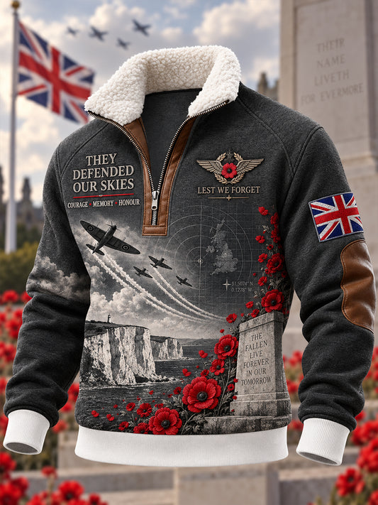 Men's British Veteran Commemorative Fleece-Lined Stand-Collar Sweatshirt