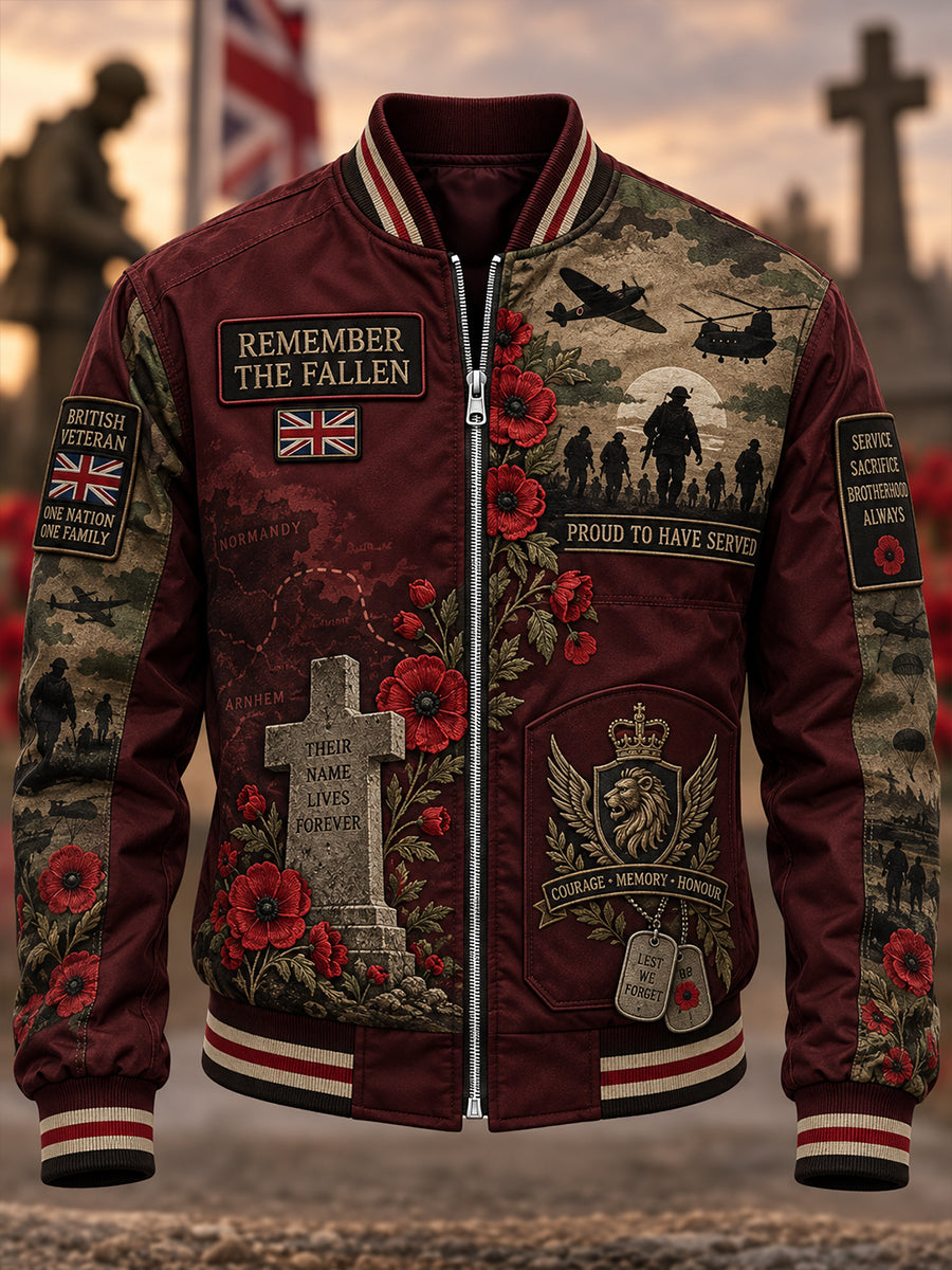Men's British Veteran Commemorative  Printed Monkey Jacket