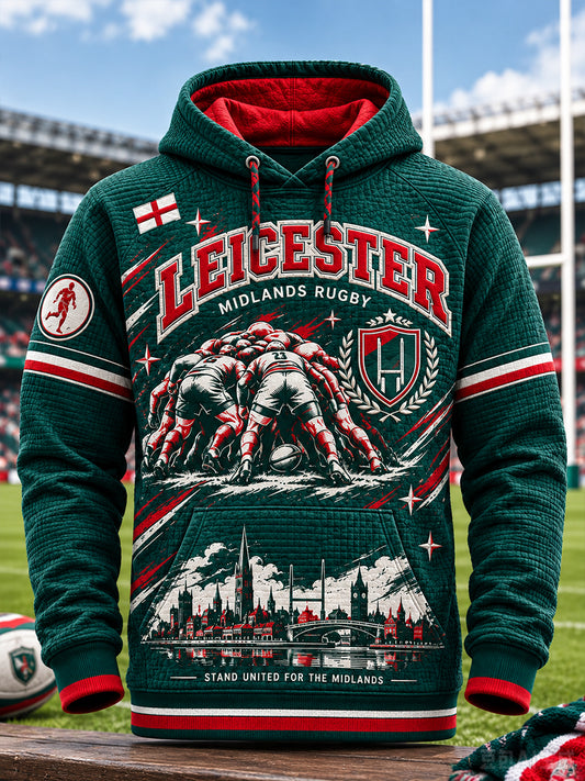 Men's UK Wales Rugby Waffle Long Sleeve Hoodie