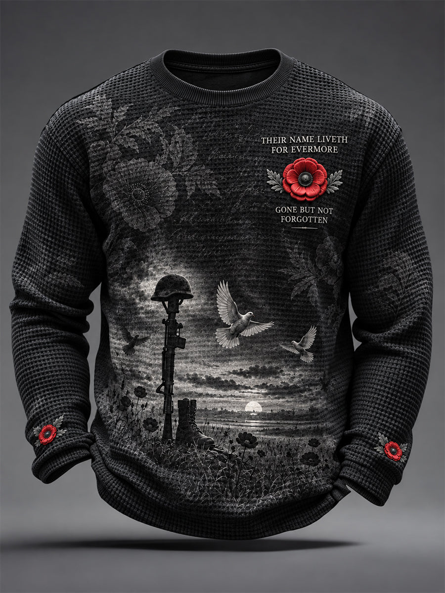 Men's Remembrance Day Lest We Forget  Long-Sleeve Waffle Top