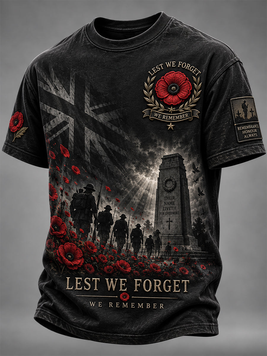 Men's Remembrance Day Lest We Forget Short Sleeves T-shirt