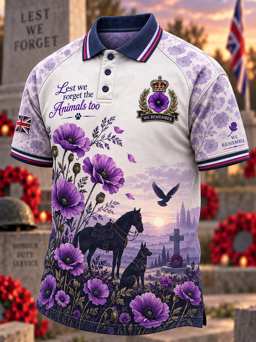 Men's UK Remembrance Day Commemorating Animals In War Short Sleeve Shirt