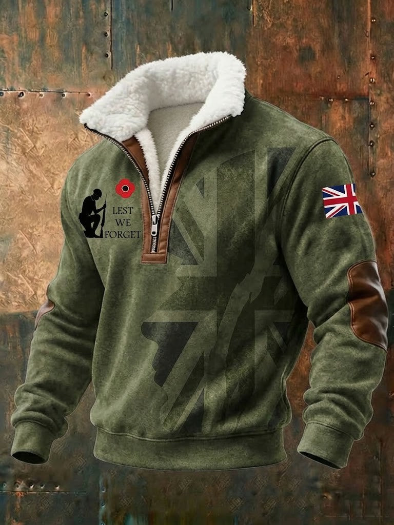 Men's Lest We Forget Plush Stand Collar Shirt