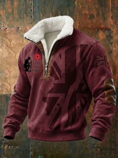Men's Lest We Forget Plush Stand Collar Shirt