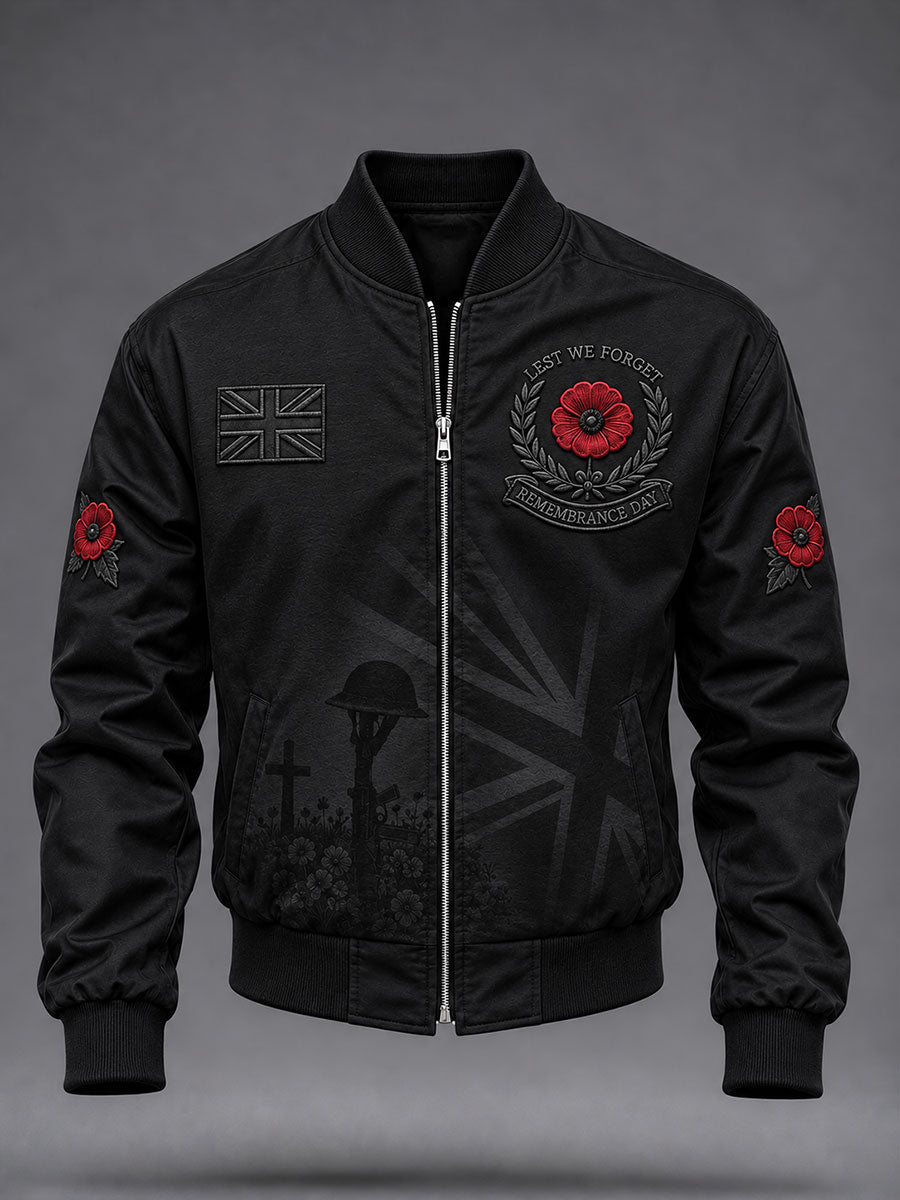 Men's Lest We Forget Print Zip-up Hoodie