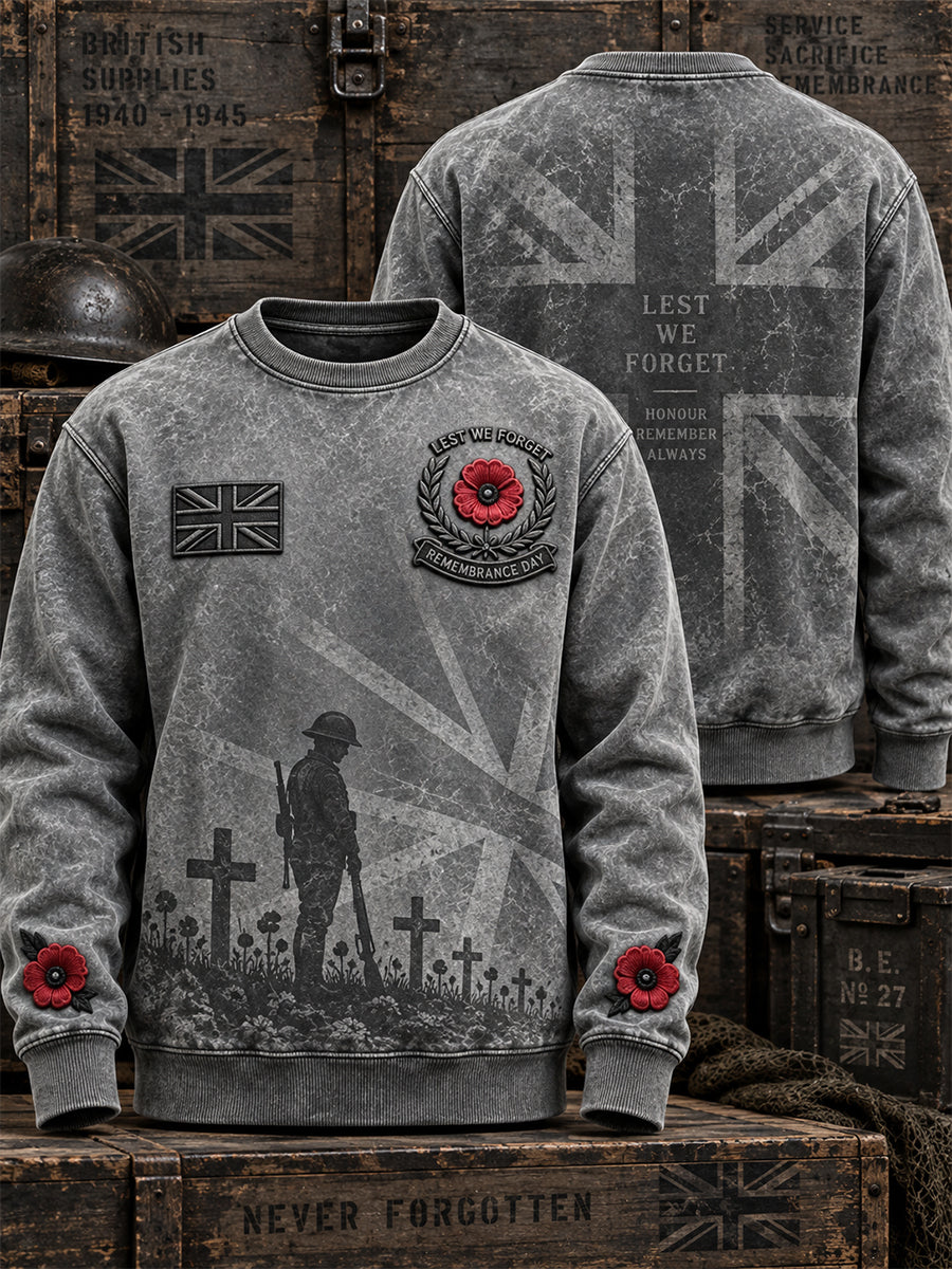 Men's Remembrance Day Lest We Forget Crew-Neck Sweatshirt