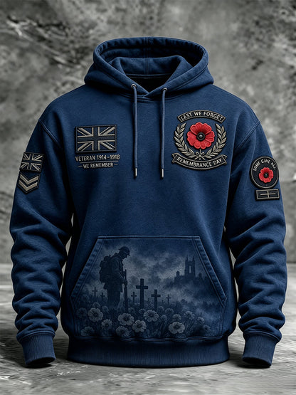 Men's Remembrance Day Lest We Forget  Pocket Hoodie