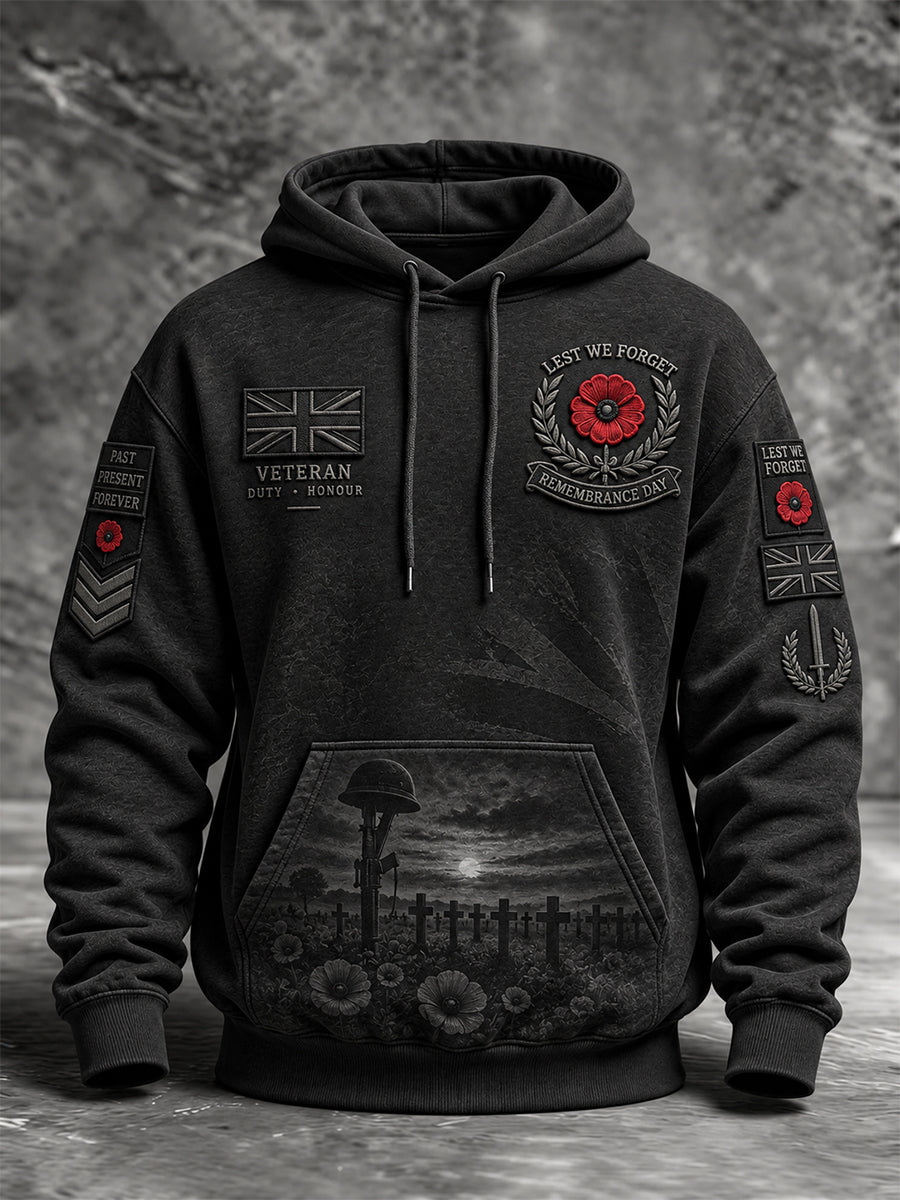 Men's Remembrance Day Lest We Forget  Pocket Hoodie