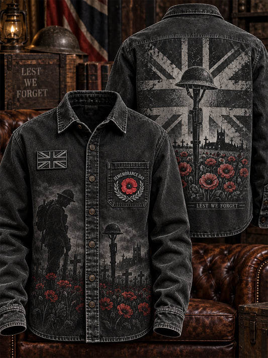 Men's Remembrance Day Lest We Forget  Button-Down Jacket
