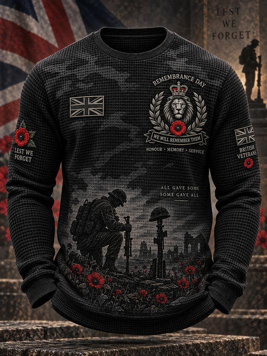 Men's Veteran Memorial Graphic Waffle-Knit Long-Sleeve Top