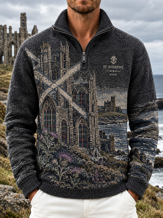 Men's Vintage Scottish St Andrew's Day Printed Flannel Top