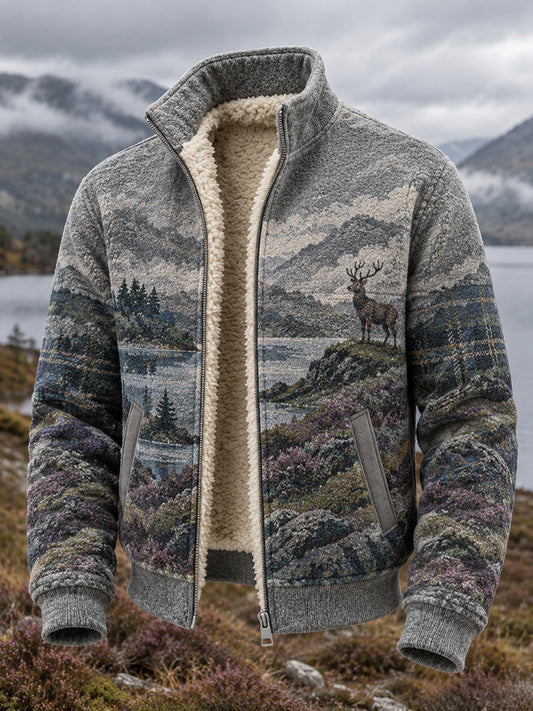 Men's Vintage Scottish St Andrew's Day Printed Composite Fleece Jacket