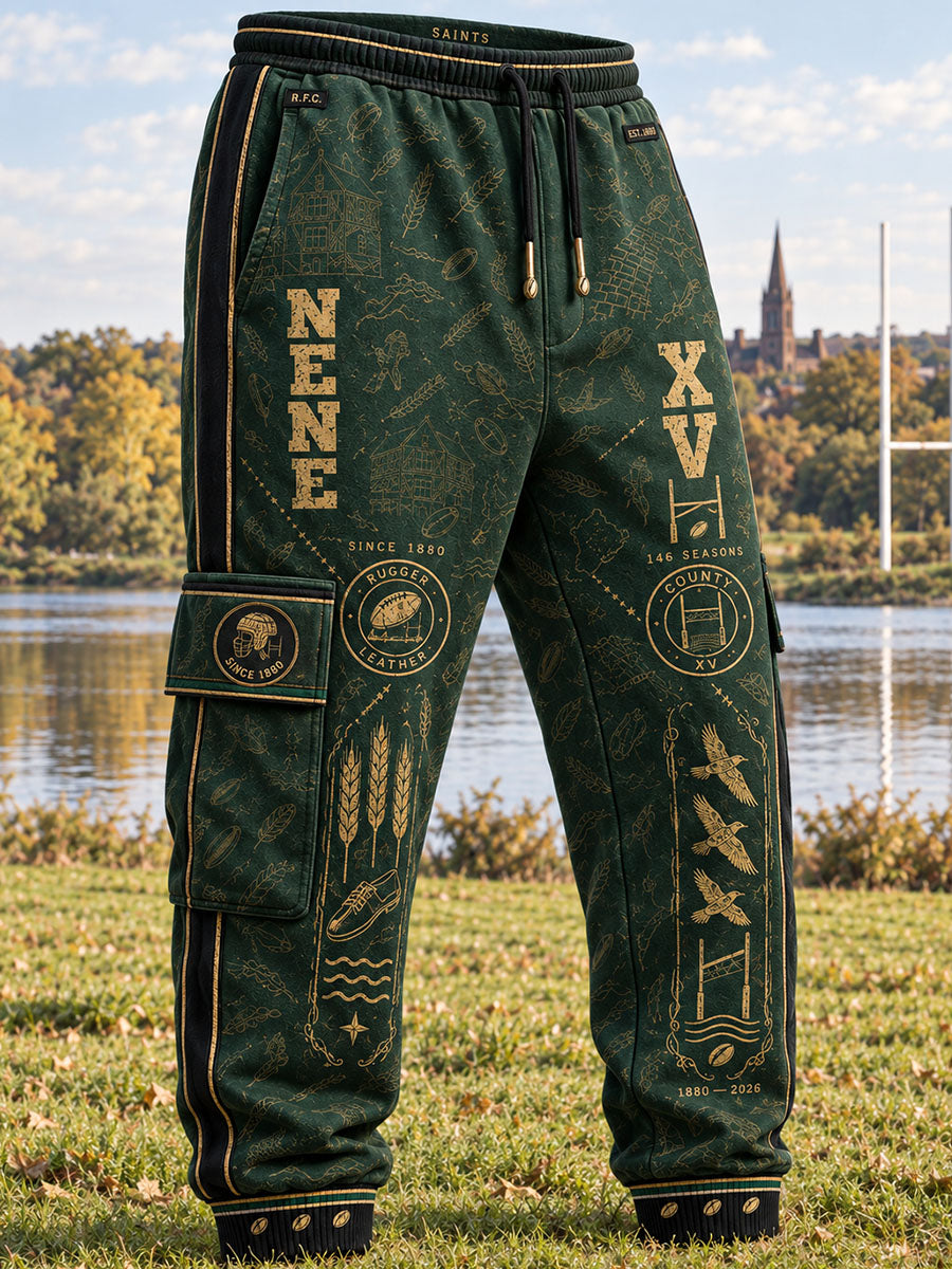 Men's British England Northampton Rugby Print Casual Sportswear Pants