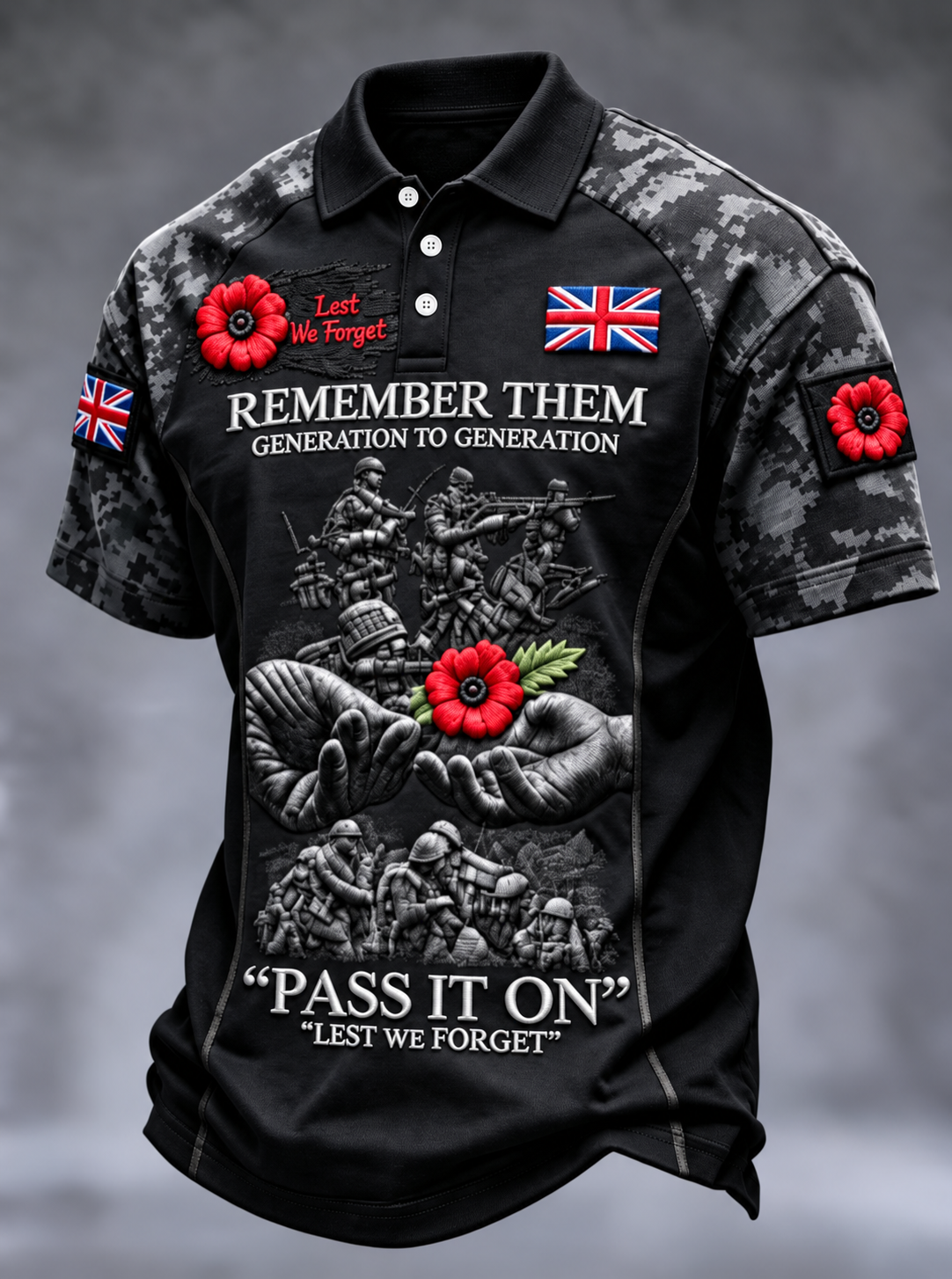 Men's Remembrance Day Lest We Forget polo shirt
