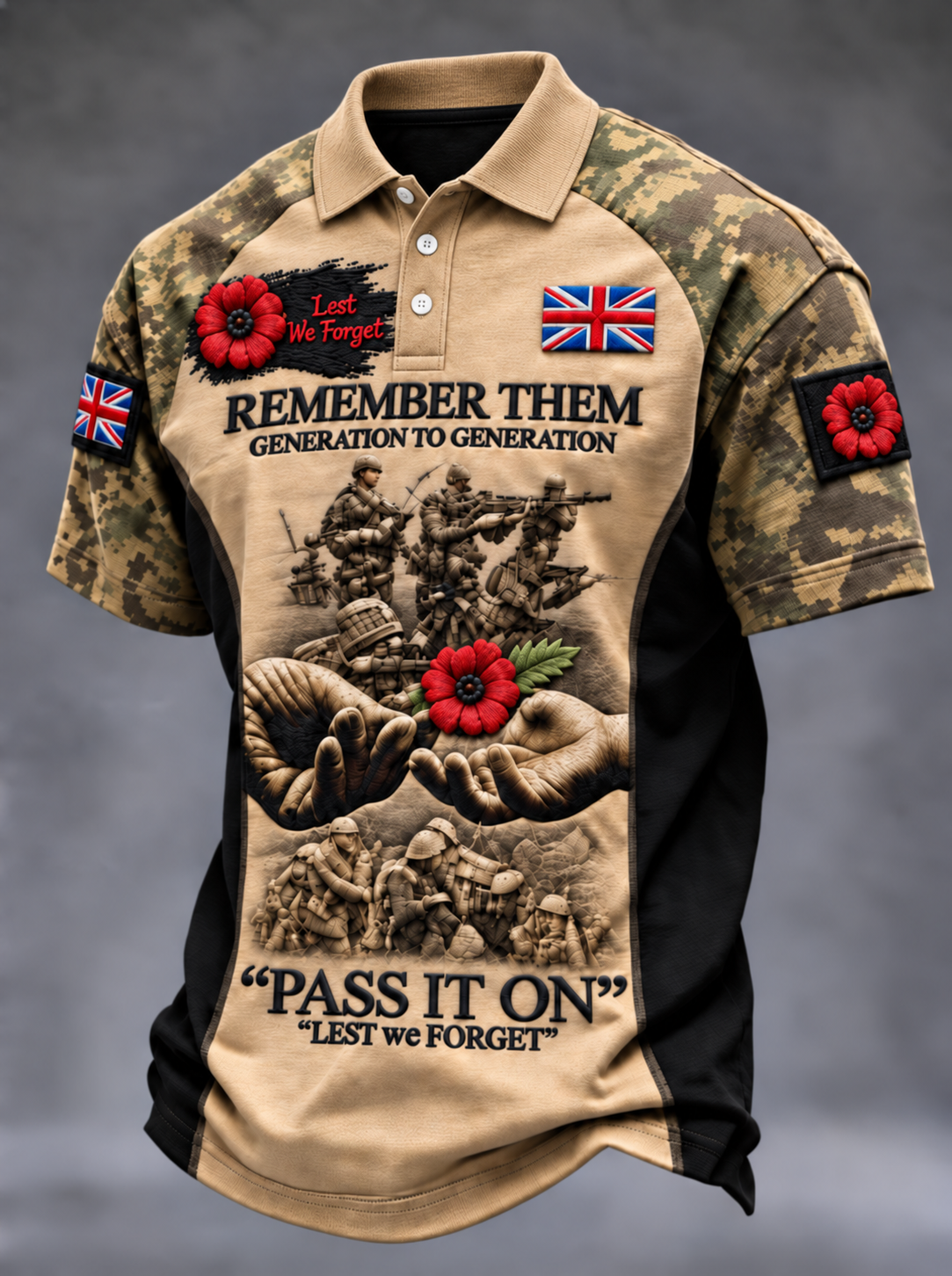 Men's Remembrance Day Lest We Forget polo shirt
