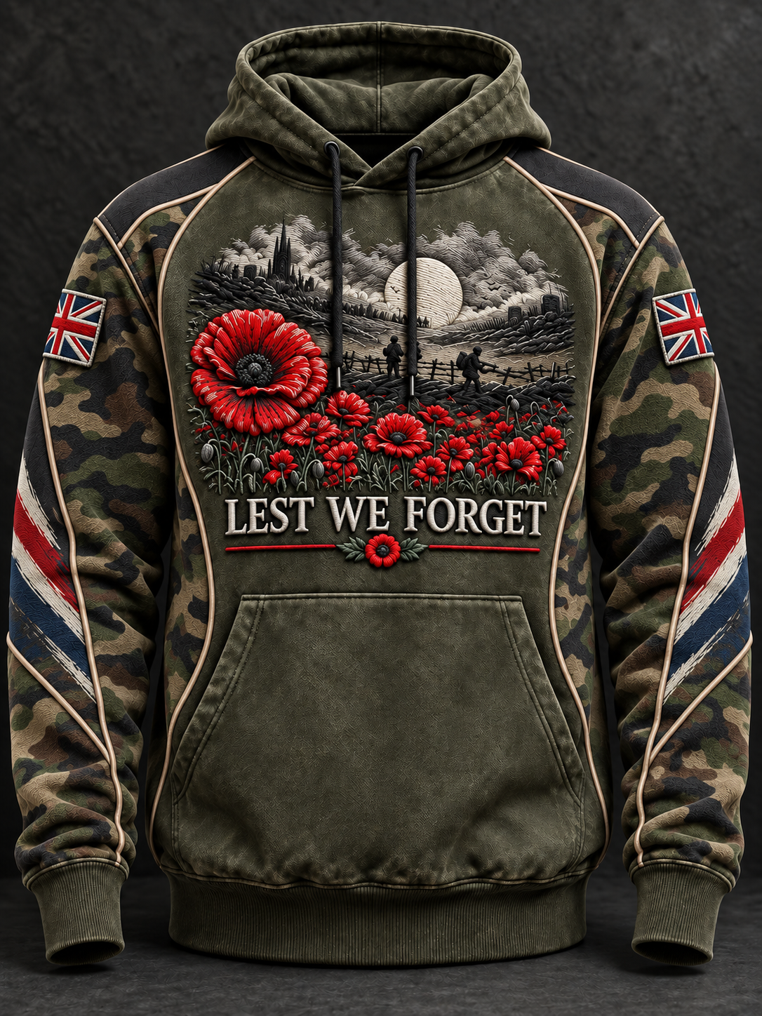 Men's Remembrance Day Lest We Forget Oversized Hoodie