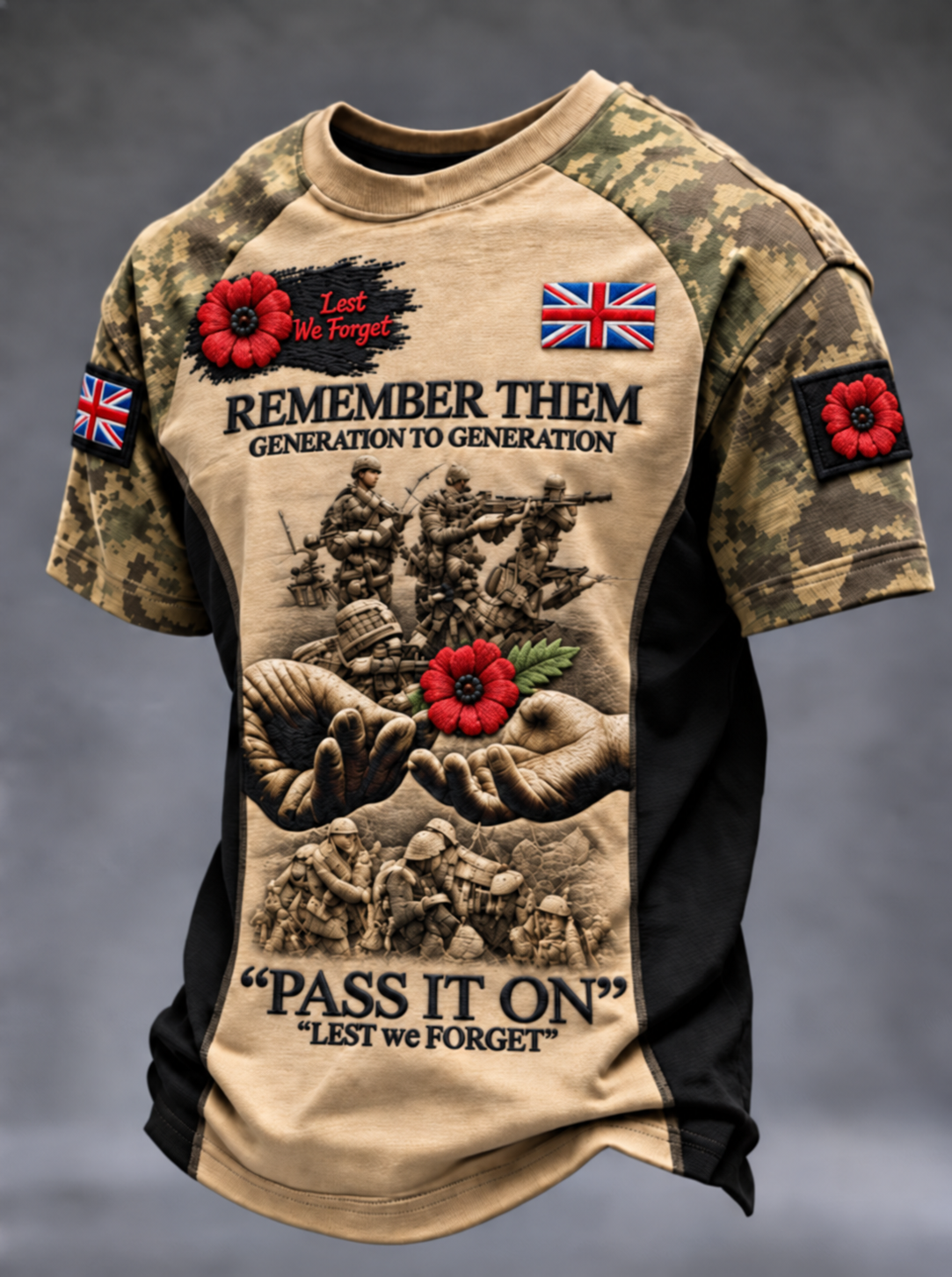Men's Remembrance Day Lest We Forget  short sleeve t-shirt
