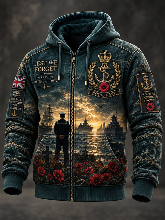 Men's UK Veterans' Memorial  Zip-Up Hoodie