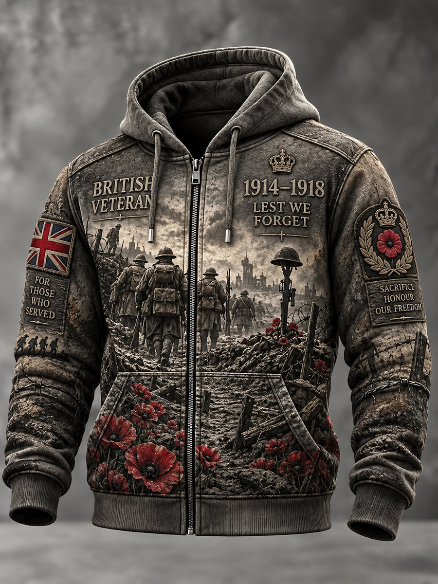 Men's UK Veterans' Memorial Zip-Up Hoodie