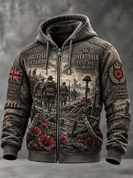 Men's UK Veterans' Memorial Zip-Up Hoodie