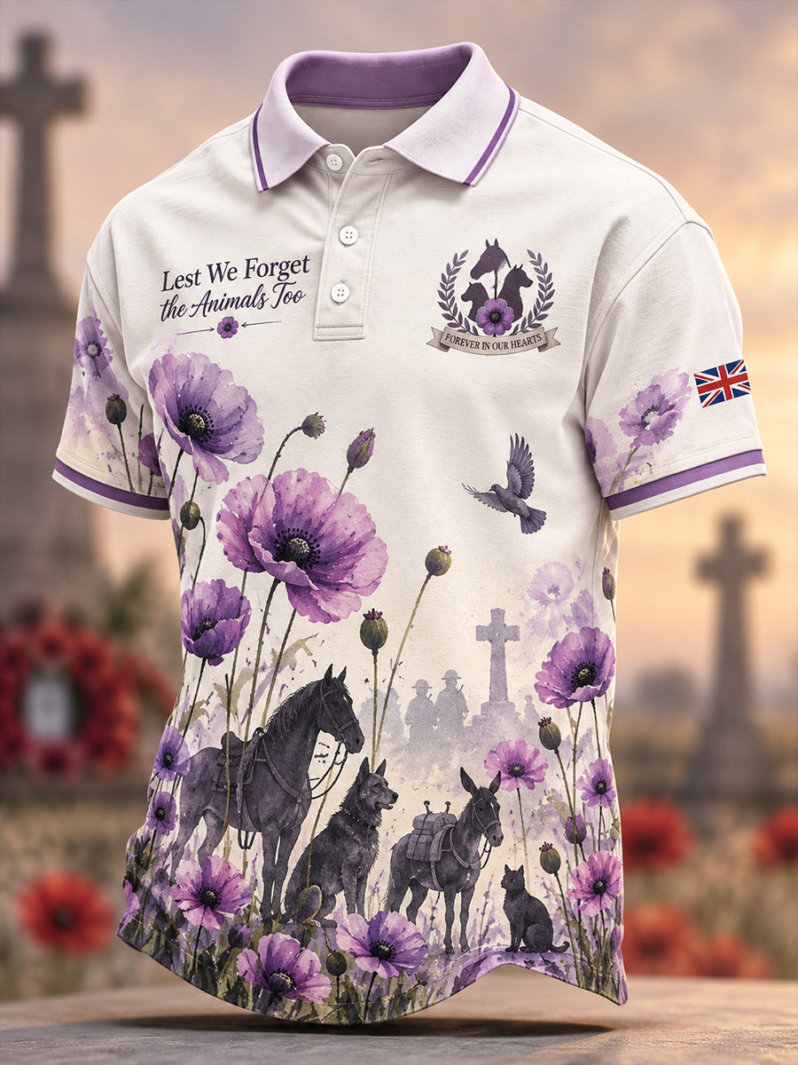 Men's Uk Remembrance Day Memorial To Animals In War Short Sleeve Shirt
