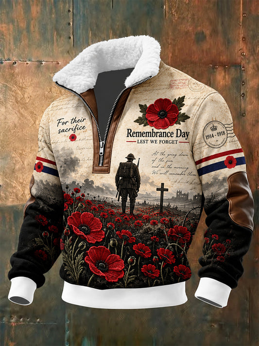 Men's Remembrance Day Lest We Forget Fleece-Lined Sweatshirt