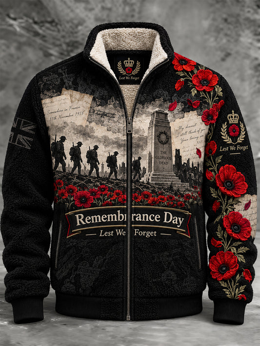 Men's Remembrance Day Lest We Forget Fleece-Lined Coat