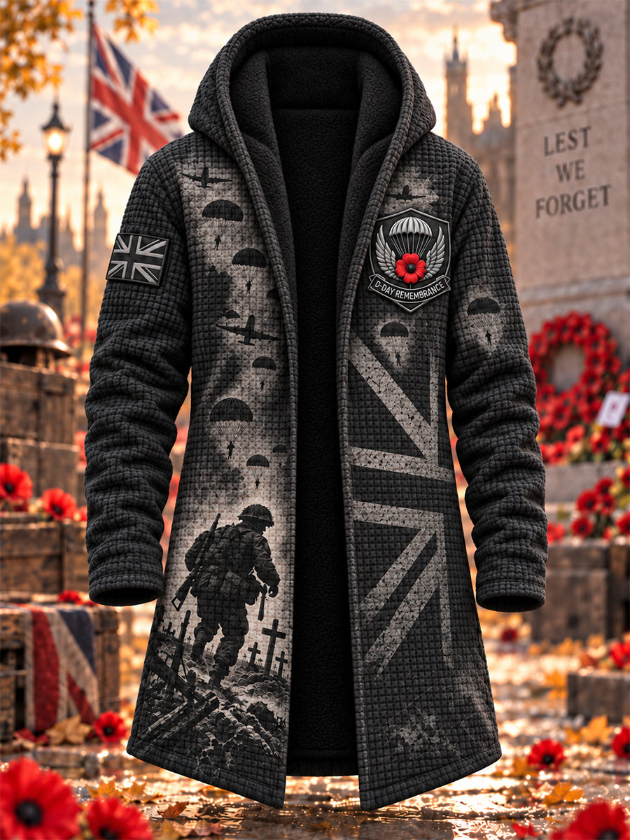 Men's Remembrance Day Lest We Forget Hooded Cardigan