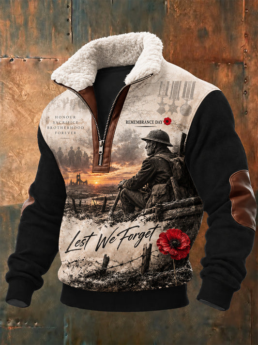 Men's Remembrance Day Lest We Forget Fleece-Lined Sweatshirt