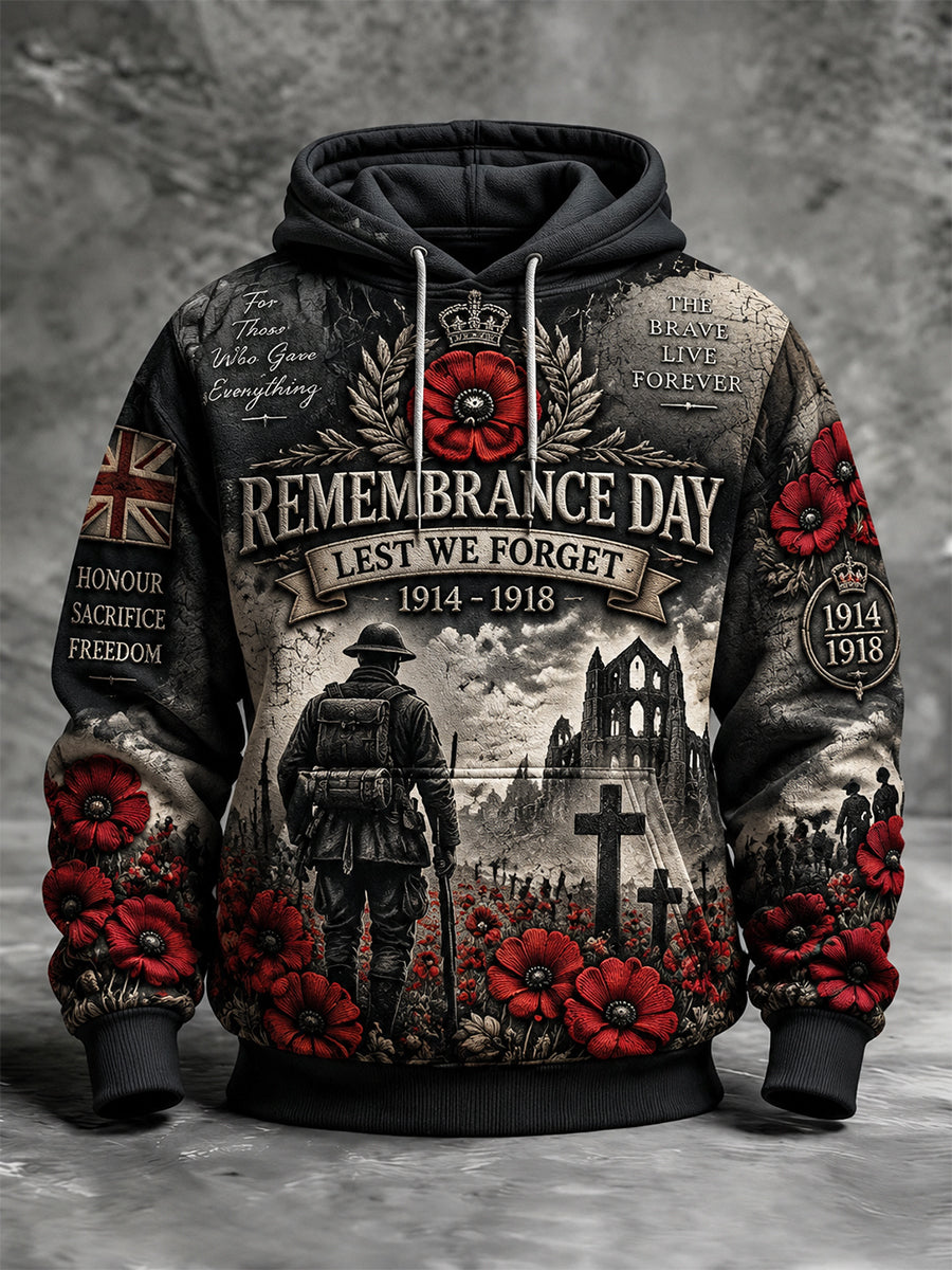 Men's Remembrance Day Lest We Forget Hooded Sweatshirt