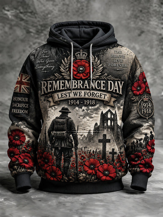 Men's Remembrance Day Lest We Forget Hooded Sweatshirt
