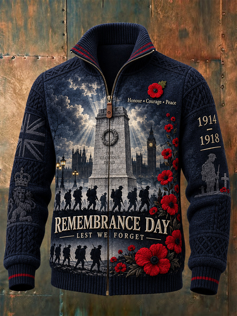 Men's Remembrance Day Lest We Forget Zipper Jacket