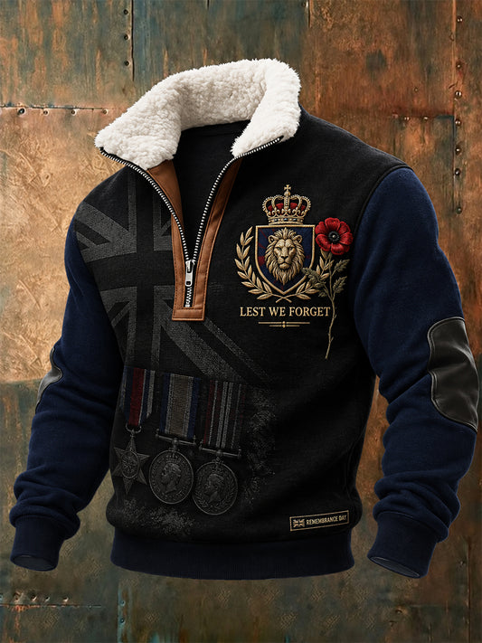 Men's Remembrance Day Lest We Forget Fleece-Lined Sweatshirt