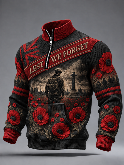 Men's Remembrance Day Lest We Forget  Zip-Up Hoodie