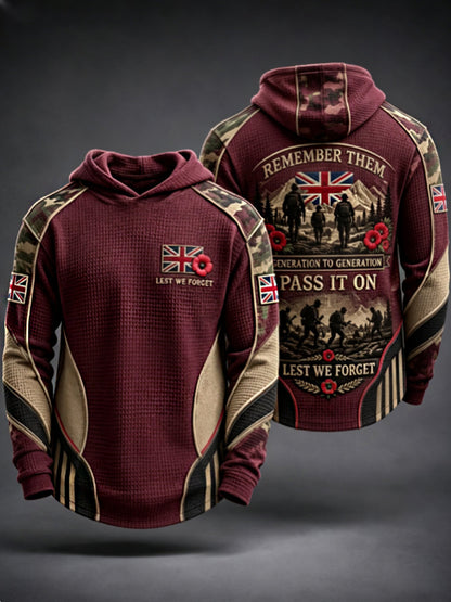 Men's REMEMBER THEM GENERATION TO GENERATION PASS IT ON LEST WE FORGET Waffle Hoodie