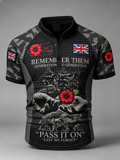 Men's Remembrance Day Lest We Forget Short-Sleeve Polo Shirt