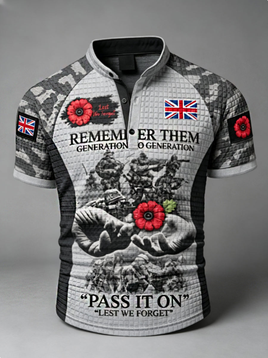 Men's Remembrance Day Lest We Forget Short-Sleeve Polo Shirt