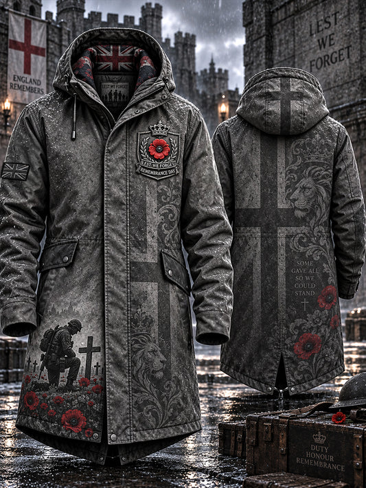 Men's Remembrance Day Lest We Forget Long Coat