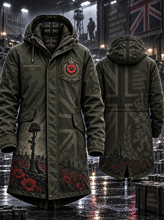 Men's Remembrance Day Lest We Forget Long Coat