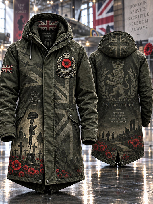 Men's Remembrance Day Lest We Forget Long Coat
