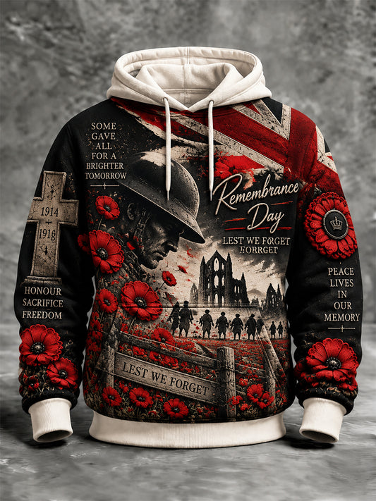 Men's Remembrance Day Lest We Forget Hooded Sweatshirt