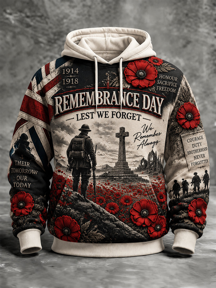 Men's Remembrance Day Lest We Forget Hooded Sweatshirt