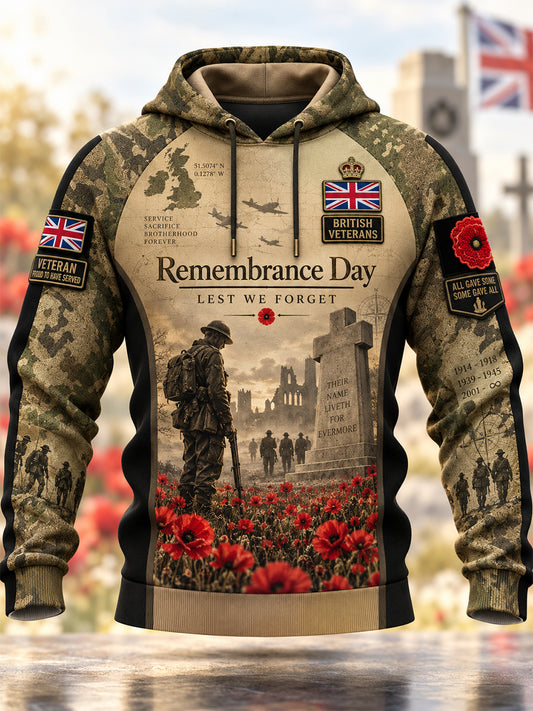 Men's Remembrance Day Lest We Forget Hooded Sweatshirt