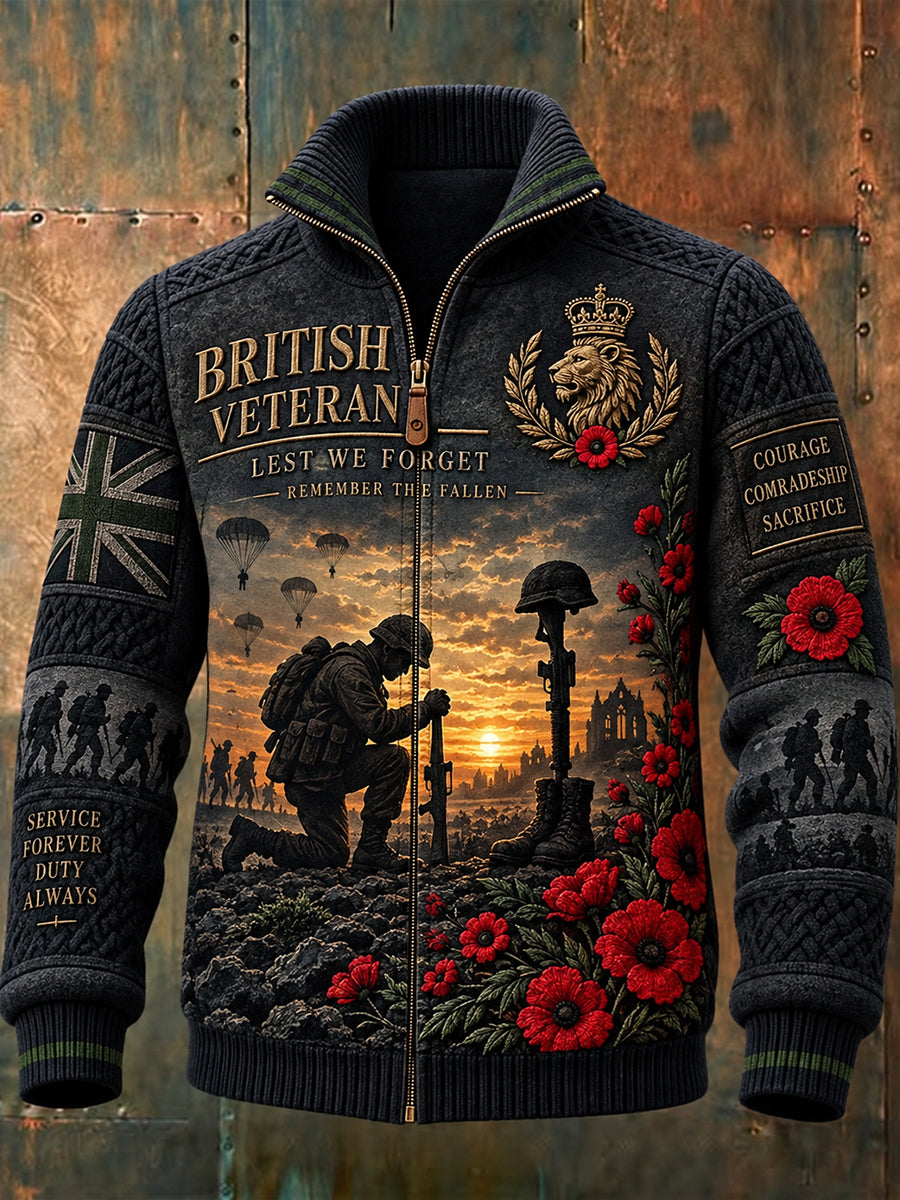 Men's British Veteran Commemorative Long-Sleeve Zip-Up Hoodie