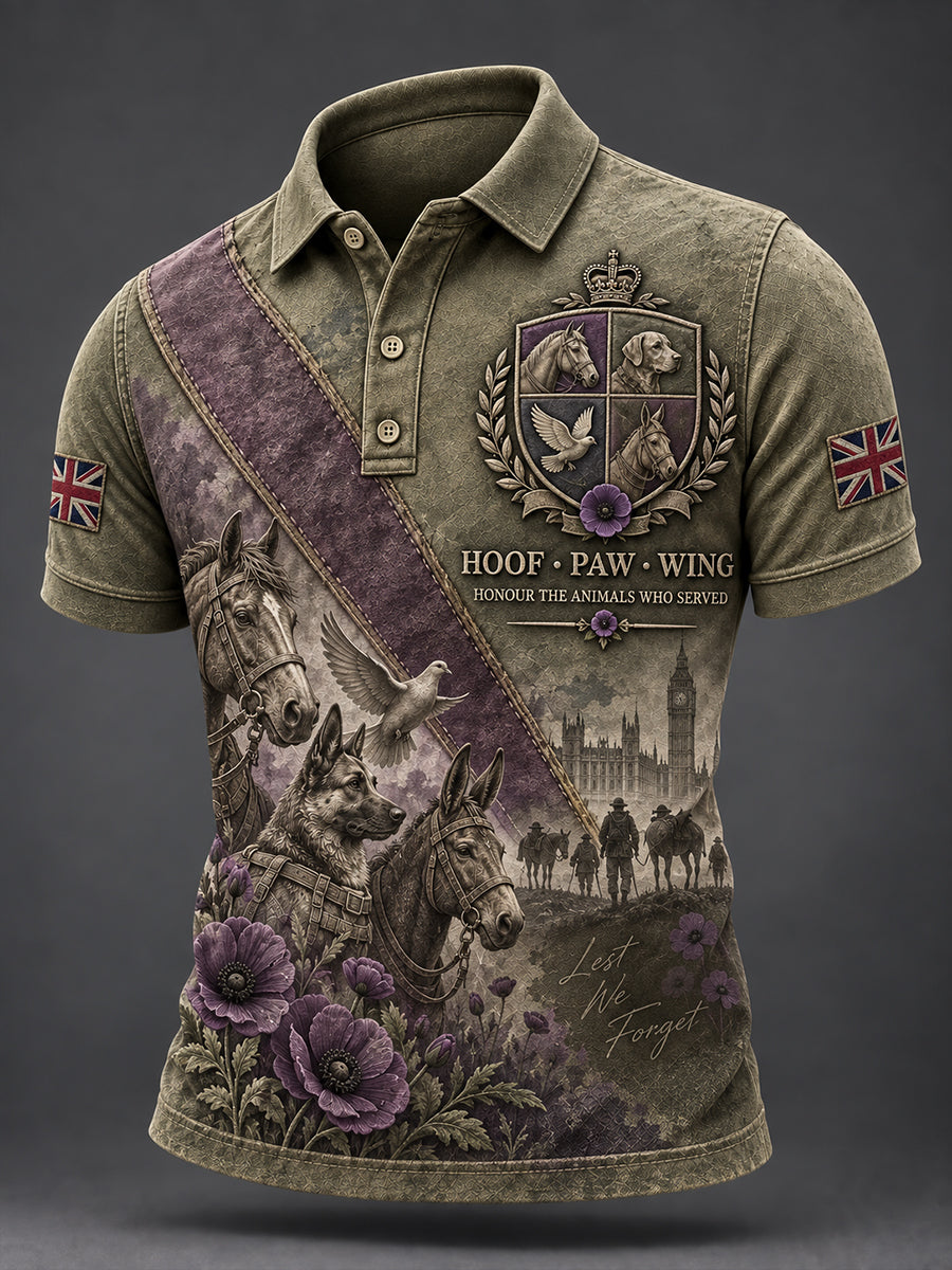 Men's UK Remembrance Day: Commemorating Animals in War Short Sleeve Shirt