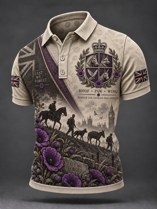 Men's UK Remembrance Day: Commemorating Animals in War Short Sleeve Shirt