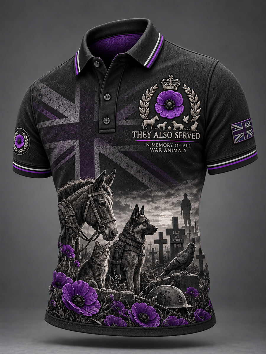 Men's UK Remembrance Day: Commemorating Animals in War Short Sleeve Shirt
