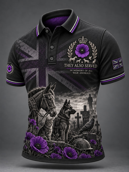 Men's UK Remembrance Day: Commemorating Animals in War Short Sleeve Shirt